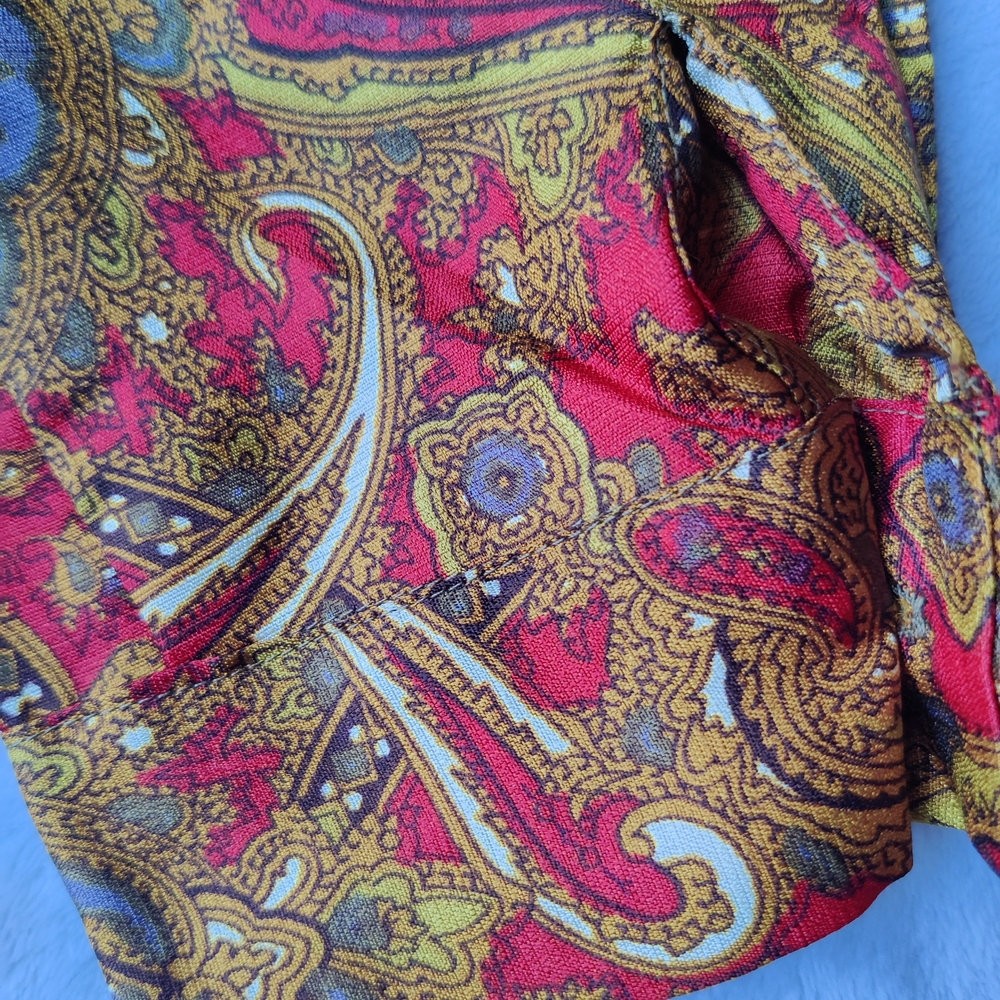 70s Paisley Shirt Women's 38 M Barry Ashley Disco Jewel Tones Psychedelic READ - Picture 8 of 16